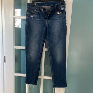GAP Distressed Ankle Jeans in Deep Blue